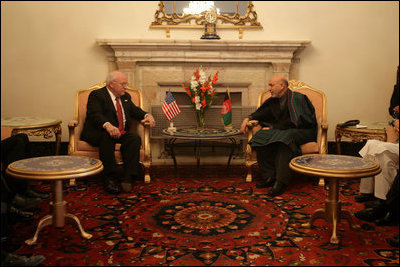 Vice President Cheney Meets with Afghan President (2005)