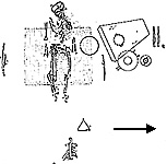 Drawing of lower burial in Tomb 44 as excavated in 1956.