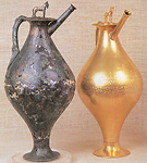  Original bronze flagon and gilded reconstruction (inaccurate)