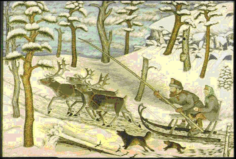 Men on Reindeer sled