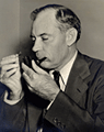 Stevenson with trademark pipe