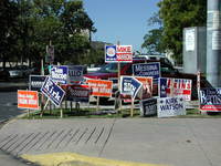Yard signs signal residents' endorsements to passers by.