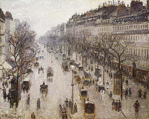 Image Of The Painting Boulevard Montmartre, Winter Morning By Pissarro