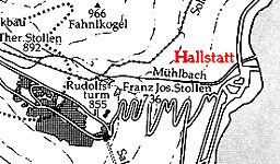 Topography of Hallstatt on the  Hallstättersee
