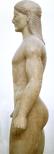 Anavyssos Kouros, side view