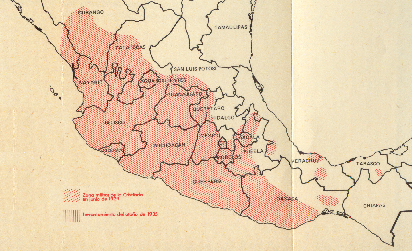 Map of the Areas of Principal Cristero Activity