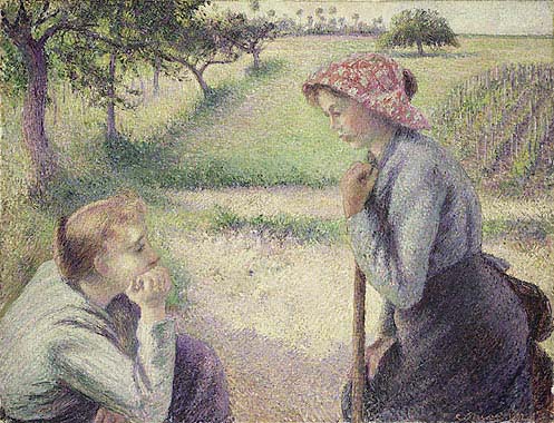 Image Of The Painting Two Young Peasant Women By Pissarro