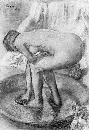 Image Of The Painting Woman Bathing In Shallow Tub By Degas